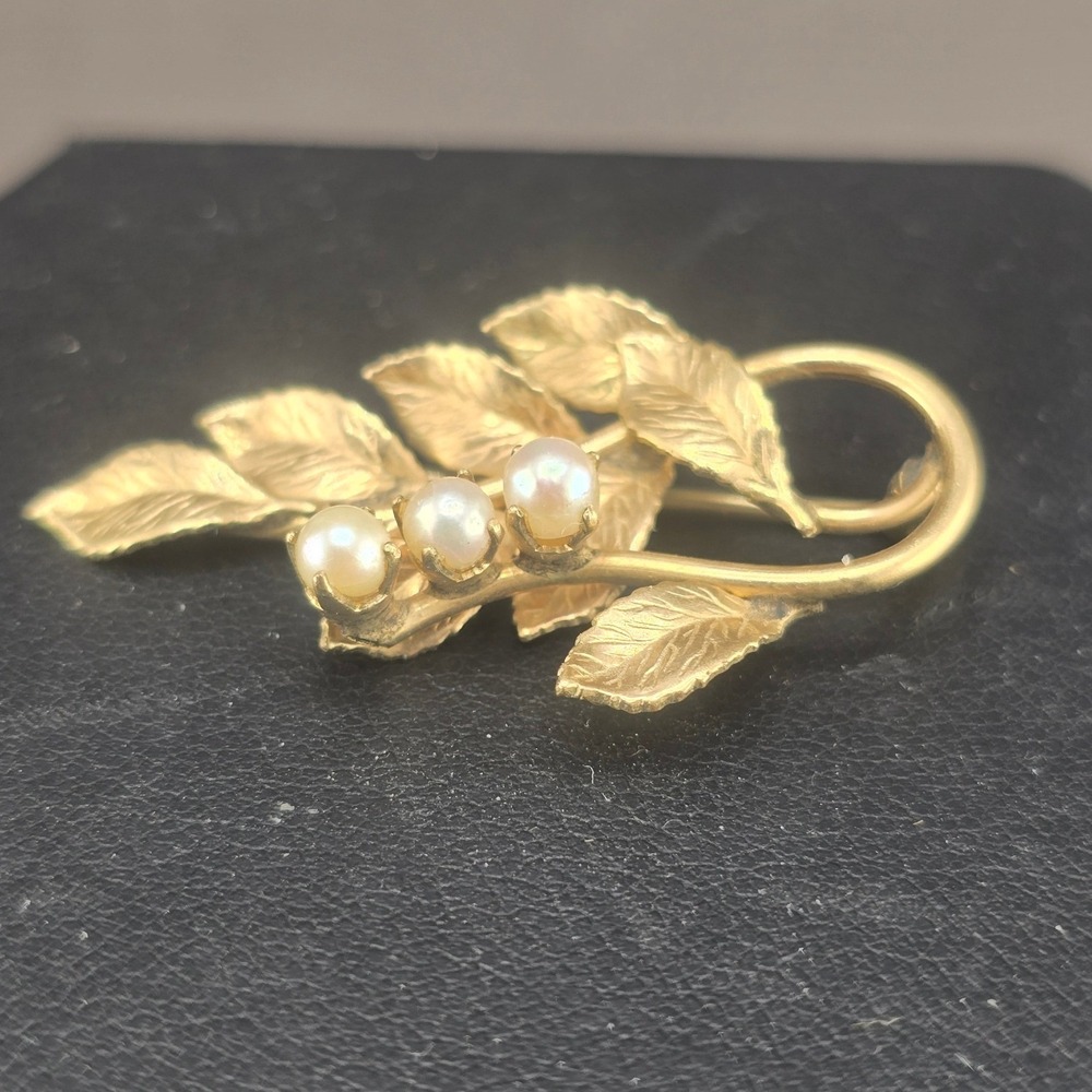 Vintage Estate Brooch Gold Filled Leaf Branch